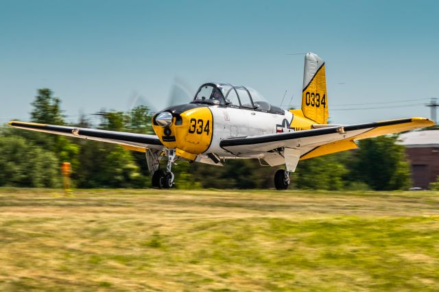 Beechcraft Mentor (N3VY) - Beech T-34 N3VY landing at Heritage Field (KPTW) for an Antique Fly-In 5/22/21