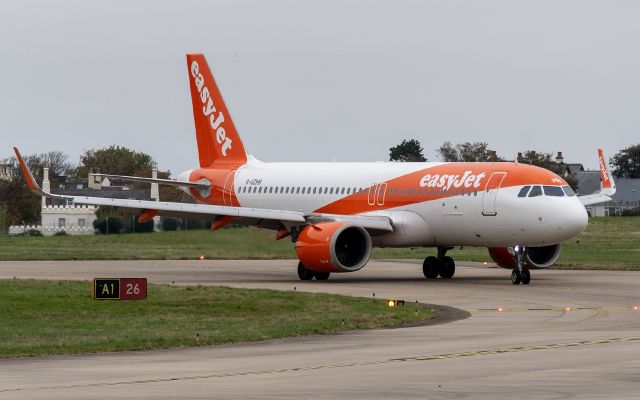 Airbus A320neo (G-UZHH) - Vacating runway 26 at Jersey on the 9/Nov/2024