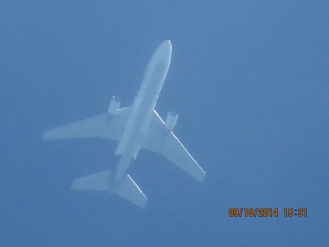 McDonnell Douglas DC-10 (N390FE) - FedEx flight 582 from MEM to PDX over Baxter Springs Kansas (78KS) at 34,000 feet.