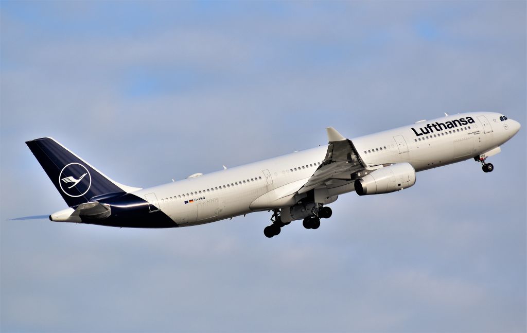 Airbus A330-300 (D-AIKQ) - "Zwickau" departing off 15L at Bush Intercontinental Airport in Houston, Tx. 