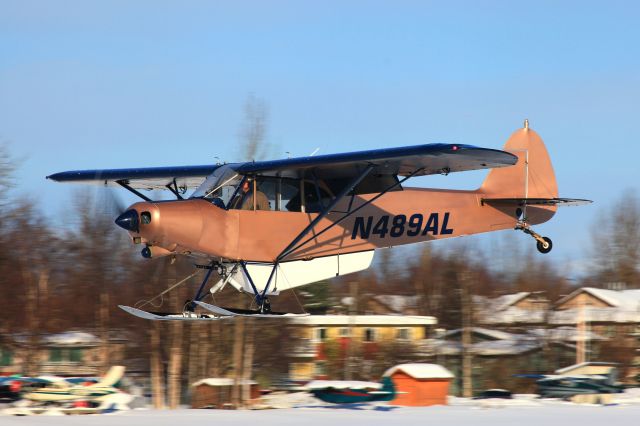 Piper L-21 Super Cub (N489AL) - Returning to Lake Hood on a beautiful February afternoon.