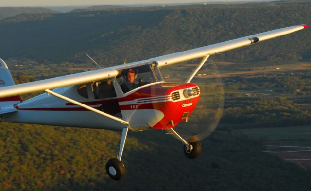 Cessna 140 — - Air-to-Air photo of a beautifully restored Cessna 140A Patroller.  Photo copyright: BlakeMathis.com