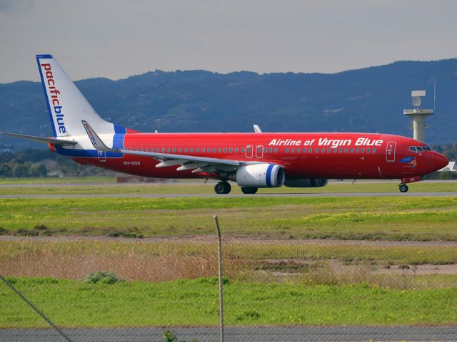 Boeing 737-800 (VH-VOX) - On taxi-way heading for take off on runway 05. Thursday 12th July 2012.