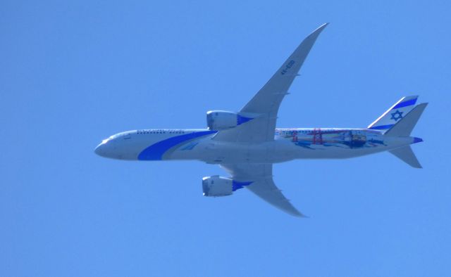 Boeing 787-9 Dreamliner (4X-EDD) - Shortly after departure is this 2018 El Al Israel Airlines "San Francisco/Las Vegas" Livery Boeing 787-900 Dreamliner in the Summer of 2019.