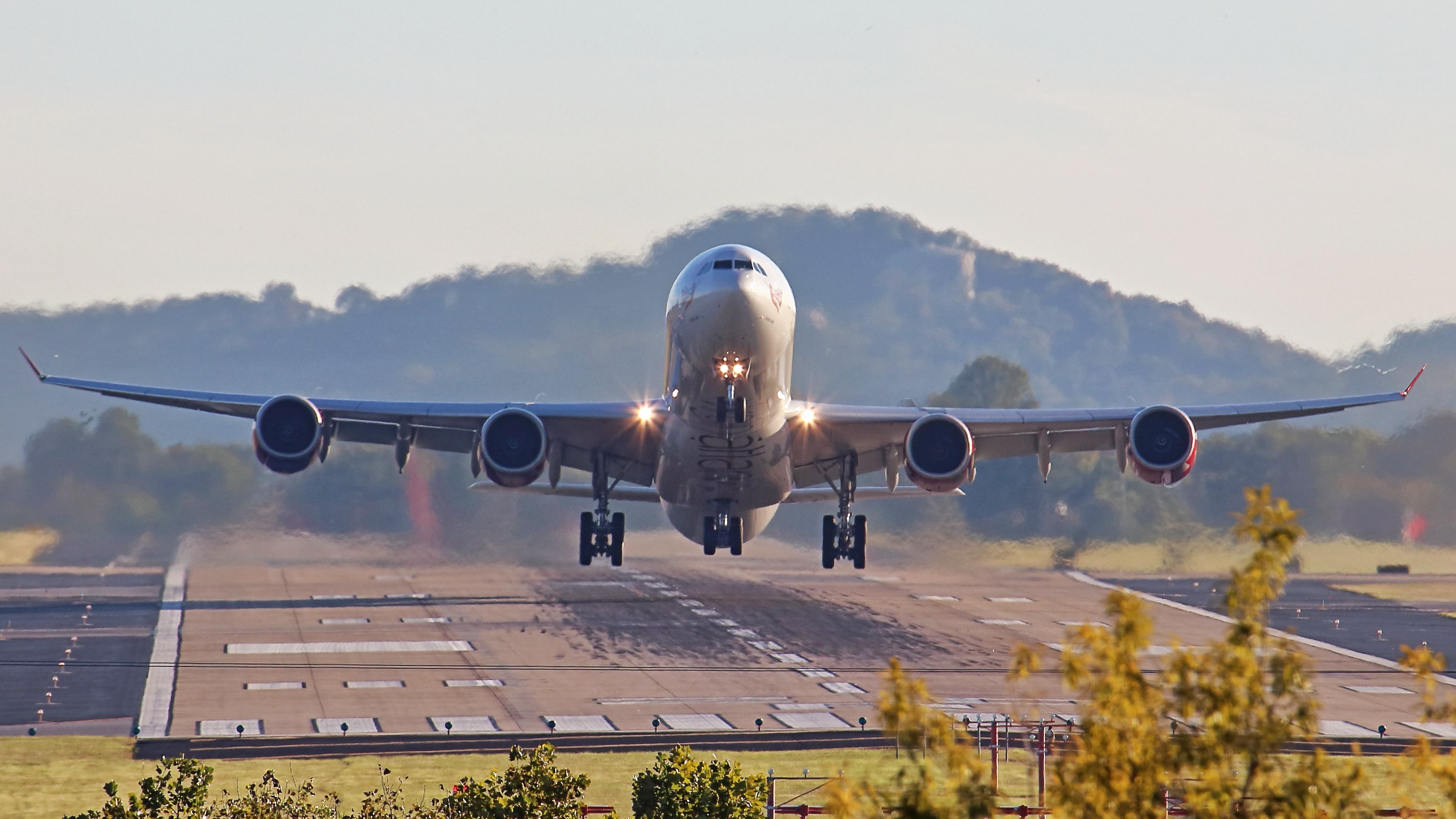 Airbus A340-600 (G-VRED) - October 18, 2018, Nashville, TN -- VIR Charter of the Tennessee Titans NFL Team departing for LHR. The Tennessee Titans are scheduled to play the Chargers at Wembley Stadium on Sunday, October 21, 2018. Uploaded in low-resolution. Full resolution is available at cowman615 at Gmail dot com. cowman615@gmail.com