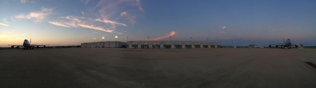 Boeing 747-200 — - Panorama of both National 747 cargo aircraft facing each other on the apron