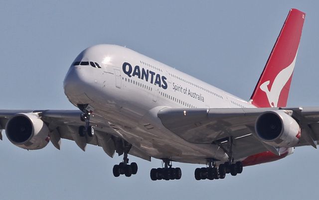 Airbus A380-800 (VH-OQD) - Landing at the LAX.