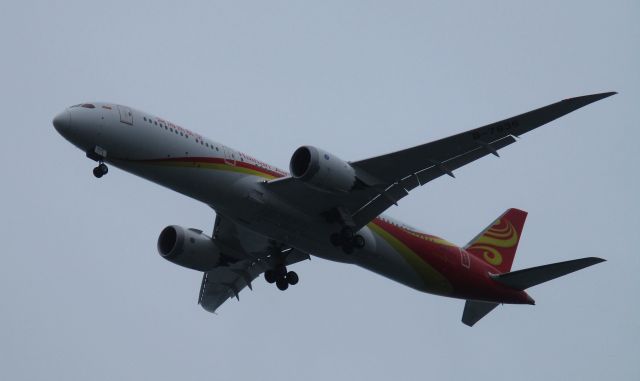 Boeing 787-9 Dreamliner (B-7835) - My very first spot at KBOS, 3/27/2017.  I only had time on vacation to get to Pleasure Bay, so I managed to get some overhead shots.  I know these arent the prettiest, but Im thrilled because this was a great gift on my 30th birthday - the first time Ive seen a 787-9 up close! Hainan, no less! It was rainy, cold, dreary... and satisfying.