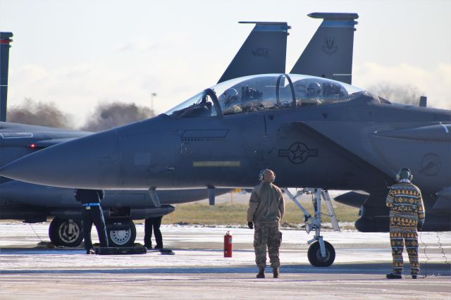 McDonnell Douglas F-15 Eagle — - Green Bay Packer Fan from Seymour Johnson AFB NC.br /Keeping Warm !!