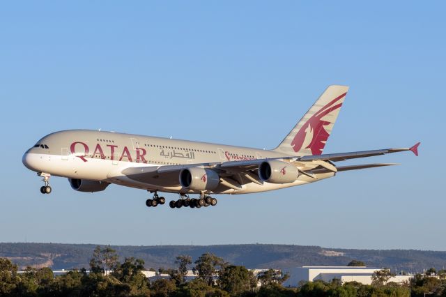 Airbus A380-800 (A7-APF) - A380-861 cn 189. Qatar A7-APF Sticker FIFA 2022  rwy 03 YPPH 25 February 2023_