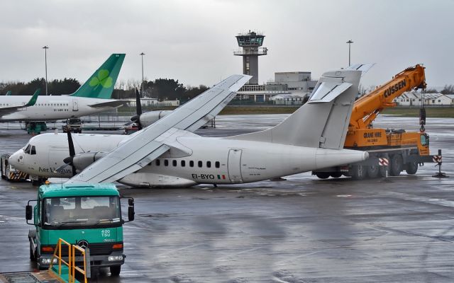 Aerospatiale ATR-42-300 (EI-BYO) - aer lingus atr-42-300 ei-byo after the storm at shannon and the landing gear collapsed 13/2/14.