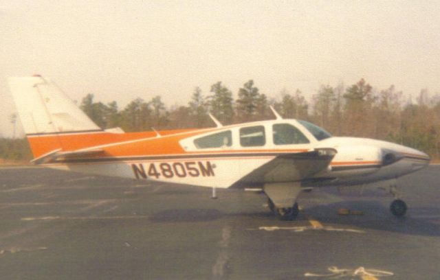 Beechcraft 55 Baron (N4805M) - Photo taken 11/10/1982. This was owned by HDR Inc. at the time and based at CLT. As a kid, Id fly with my father on business day-trips when I had a day off from school. Great memories. I wonder where old 05-Mike is these days ...