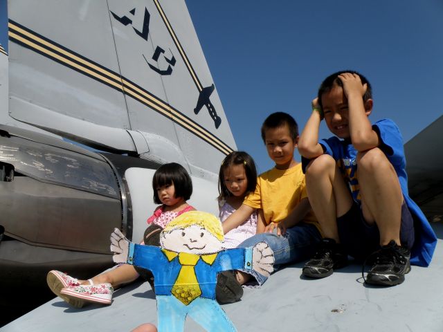 16-1860 — - Iris, from Minnesota, sent "Flat Stanley" to the Wu Family of Lexington, KY (Flat Stanley is the small cut-out in the foreground of the picture).... So the Wu Children hopped onto the elevator of the resident F-14 Tomcat (Grumman F-14B BuNo.161860)at <a href="http://www.aviationky.org/">The Aviation Museum of Kentucky</a> so Flat Stanley could have his picture added to Flightaware.com...