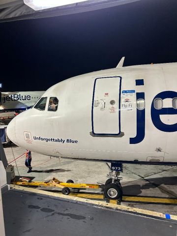 N973JT — - Front end view from the F9 jetbridge, of N973JT getting ready to fly to SJU