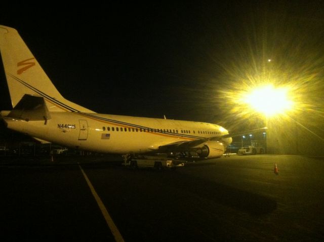 Boeing 737-700 (N440US) - Swift Air sitting on the ramp on a cool December night.