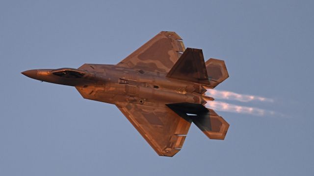 Lockheed F-22 Raptor (08-4169) - Performing a demo flight during the Saturday night airshow at AirVenture 2023.