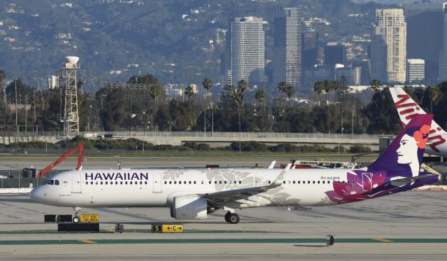 Airbus A321neo (N214HA) - Taxiing for departure at LAX