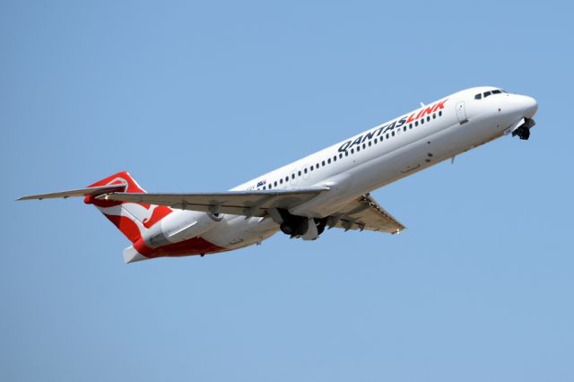 Boeing 717-200 (VH-YQV) - Getting airborne off runway 23.  Wednesday 29th October 2014.