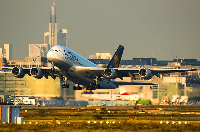 Airbus A380-800 (D-AIML) - yellow evening sun