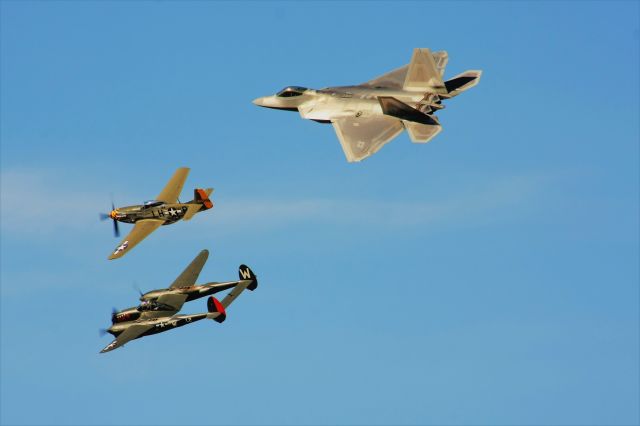 Lockheed F-22 Raptor — - P-38 / P-51 / F-22 Heritage Flight Oshkosh 2015