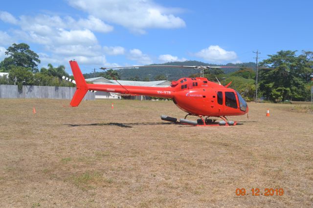 Bell 505 (VH-VTB) - Broken down at Mission Beach - Dec 2019, outside Hotel