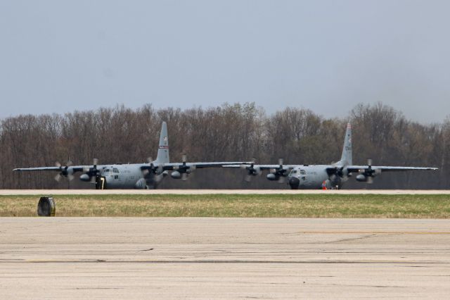 Lockheed C-130 Hercules (74-1666) - A pair of Lockheed Martin C-130H Hercules lined up and waiting to depart RWY 23 on 18 Apr 2019. Seen from left to right is 74-1666, 179th AW and 88-4405, 189th AW.