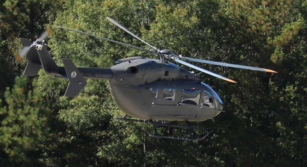 KAWASAKI EC-145 — - A U.S. Army Alabama National Guard Airbus Helicopters UH-72A Lakota departing St. Clair County Airport, Pell City, AL at the conclusion of Aviation Career day 2022 - October 8, 2022.