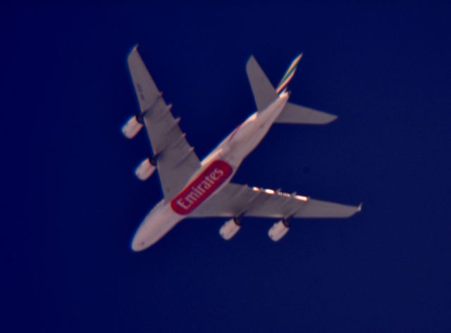 Airbus A380-800 (A6-EOF) - Emirates 222 Dallas/Fort Worth Intl to Dallas/Fort Worth Intl over Cleveland 35,000 ft. 07.15.15.