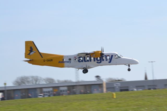 Fairchild Dornier 228 (G-OAUR) - Aurigny Dornier landing at Guernsey Airport