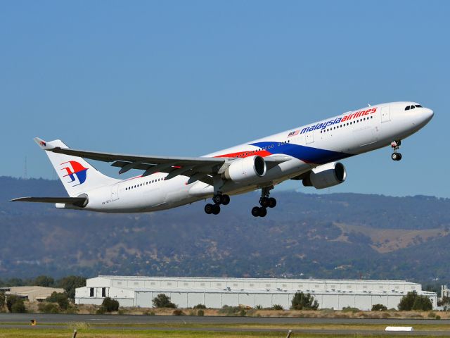 Airbus A330-300 (9M-MTA) - Getting airborne off runway 23 for flight home to Kuala Lumpur. Thursday 12th April 2012.