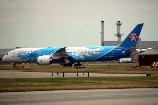 Boeing 787-9 Dreamliner (B-20AA) - Taxiing to Terminal 4 on 13-Jul-19 operating flight CSN303 from ZGGG on its first visit to EGLL.