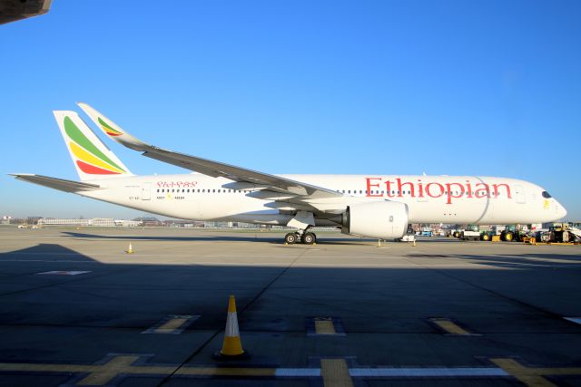 Airbus A350-900 (ET-AZI) - Parked on Stand 256 on 8-Dec-22 prior to operating flight ETH701 to HAAB.