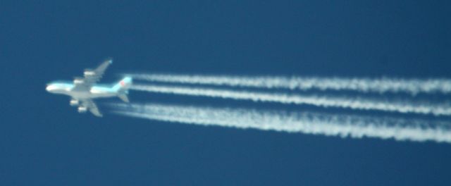 Airbus A380-800 — - Korean Airlines - A380 # 17, RKSI - KLAX, West of KSJC at 39,000  06-03-2013   (Information provided by FlightAware)