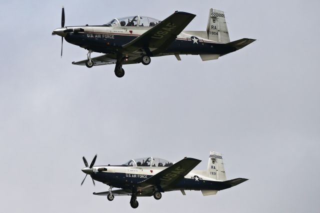 Raytheon Texan 2 — - A pair of Texans on short finals.