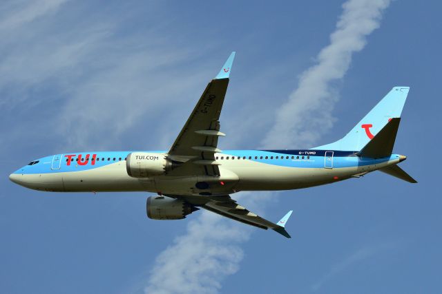 G-TUMD — - TUI Airways - B737-8 Max (G-TUMD) mid morning departure NCL - CFU. (Photo 08 Sep 23)