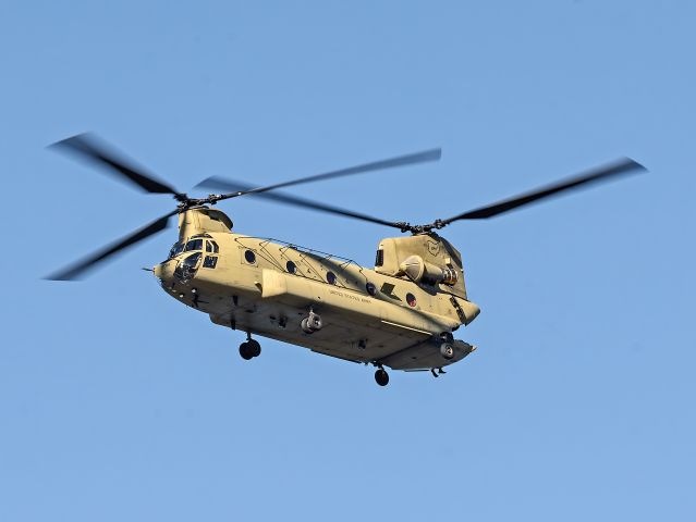 Boeing CH-47 Chinook (1108096) - G18096, a CH-47F Chinook, from the 1st battalion, 137th Aviation Regiment, Company G, Akron-Canton Airport flying towards Cleveland Browns Stadium in Cleveland, Ohio for the opening ceremony on 3 Nov 2024.