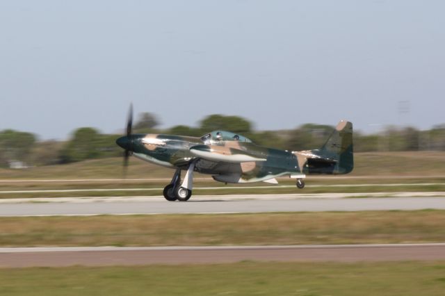 North American P-51 Mustang (N61DL) - P-51 Mustang (N51DL) departs Sarasota-Bradenton International Airport