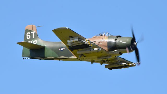 Douglas AD Skyraider (N2AD) - A beautiful day at the 2022 Selfridge Open House & Air Show. July 10, 2022. Taken from the great vantage point on top of the Air Boss/Announcer trailer.