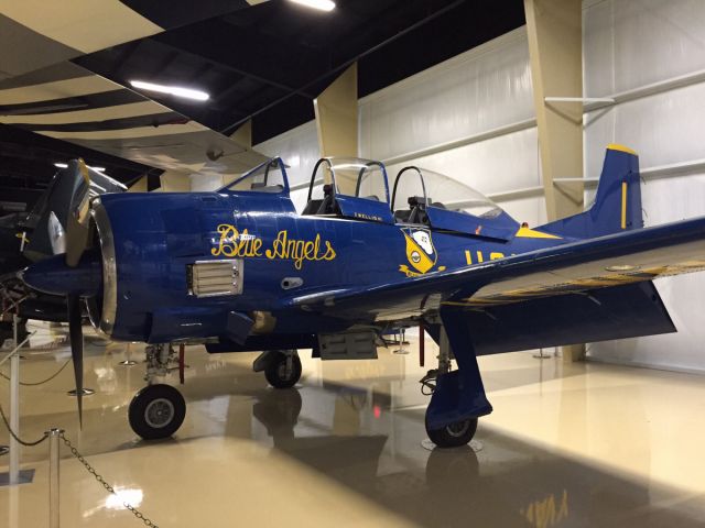 — — - Blue Angels North American T-28 Trojan at the Air Zoo museum in Kalamazoo.