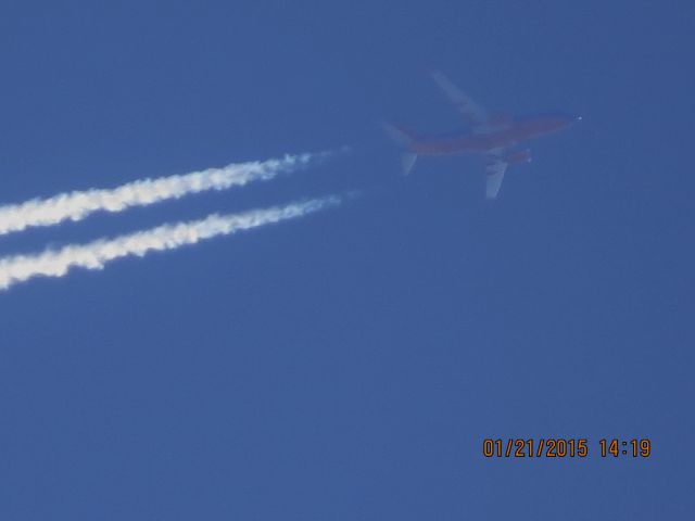 Boeing 737-700 (N267WN) - Southwest Airlines flight 1115 from BHM to LAS over Southeastern Kansas at 36,000 feet.
