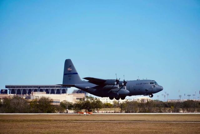 Lockheed C-130 Hercules — - C-130 over Kyle Field in College Station, TX