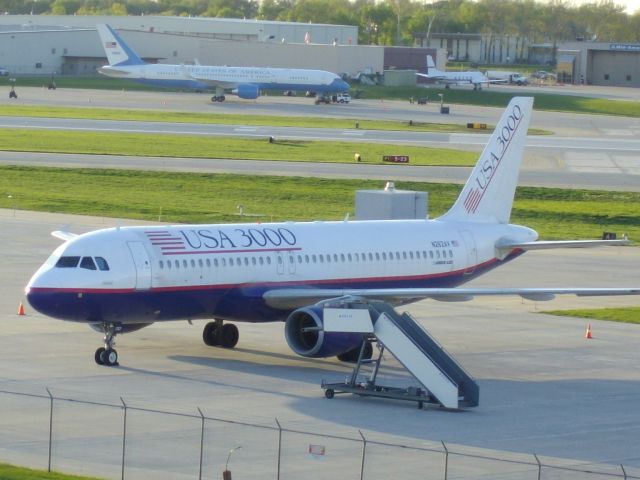— — - USA 3000 and Air Force 2 are parked in Des Moines on April 27,2010.