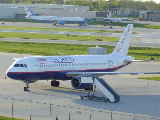 — — - USA 3000 and Air Force 2 are parked in Des Moines on April 27,2010.