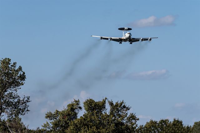 Boeing 707-300 — - USAF E-3 Sentry in the pattern at Tinker AFB.