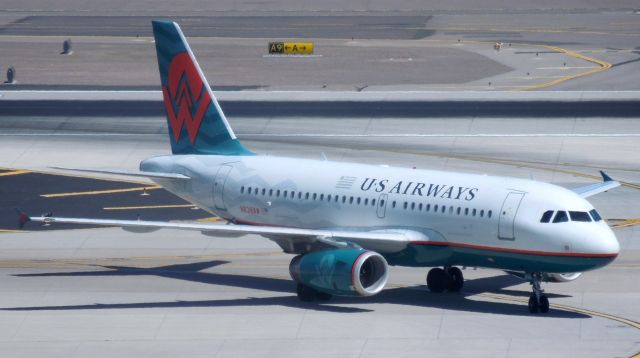 Airbus A319 (N838AW) - America West heritage livery at Sky Harbor.