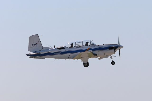 Beechcraft Mentor (N608NA) -  NASA N608NA, Beech T-34C Turbo Mentor (c/n 160528), departing RWY 24R on 9 May 2017.