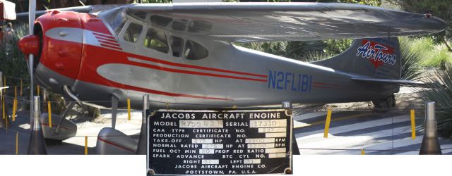 Cessna LC-126 (N2FL1B1) - On Display at Disney-California Adventure, Near SOARING OVER CALIFORNIA ride. With engine plate.