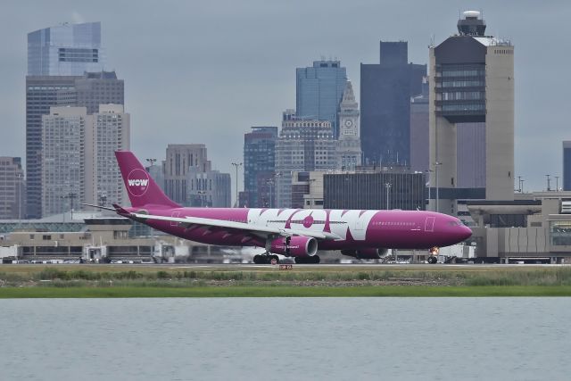 Airbus A330-300 (TF-GAY) - WOW Air 125 heavy, reg. TF-GAY making its first run to Boston Logan, arriving runway 4R