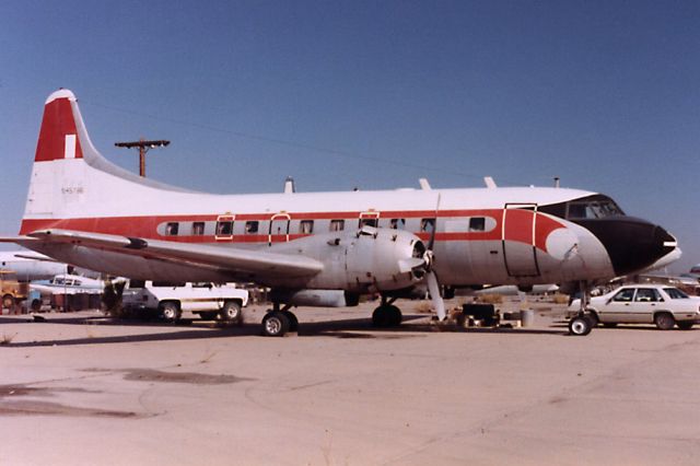 CONVAIR CV-340 Convairliner (N45786) - Oct. 1982 - ex-FAA T-29 (ET-29C) parked at Tucson. Scanned from a print.