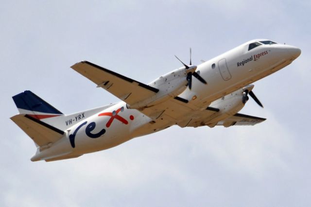 Saab 340 (VH-YRX) - Getting airborne off runway 23 and heading to another regional destination. Saturday 1st December 2012.